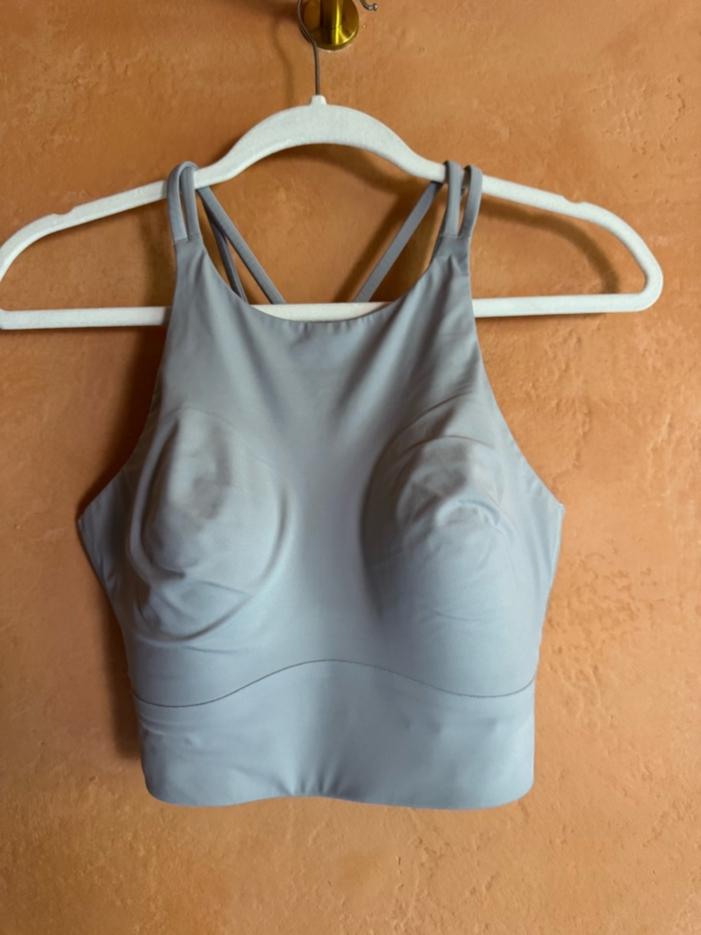 Lululemon Strappy Back Sports Bra Gray High Neck Longline Bra